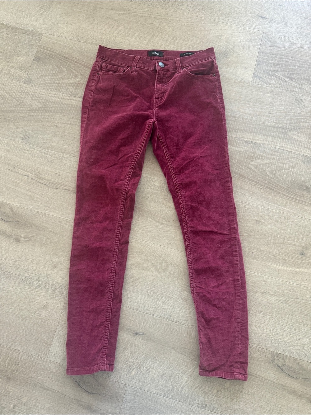 BDG Burgundy Midrise Twig Ankle Pants